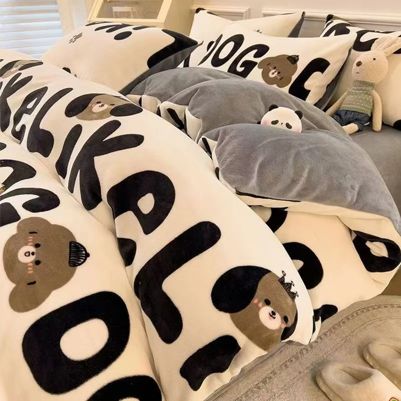 200~300加绒加厚18x220牛奶绒被套双面绒被罩卡通微瑕介意者勿拍