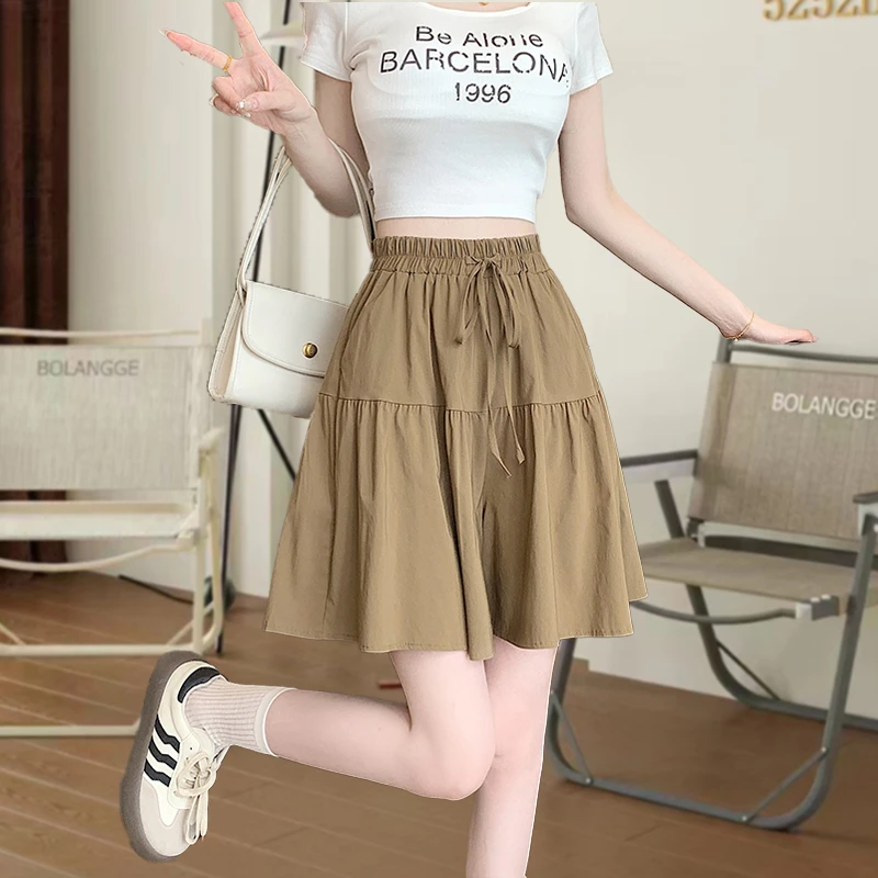 【轩希希宠粉】冰丝皱麻五分裤女裤裙短裤夏季2025新款宽松阔腿裤女