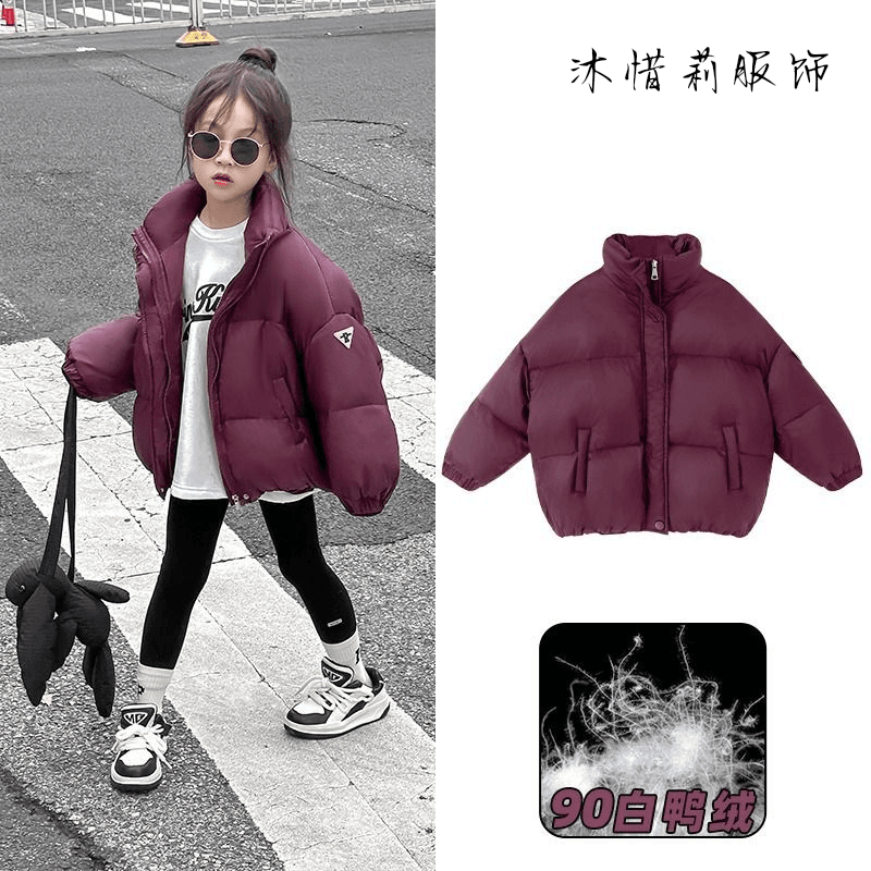 女童羽绒服冬装2023新款洋气加厚短款外套三防保暖儿童面包服