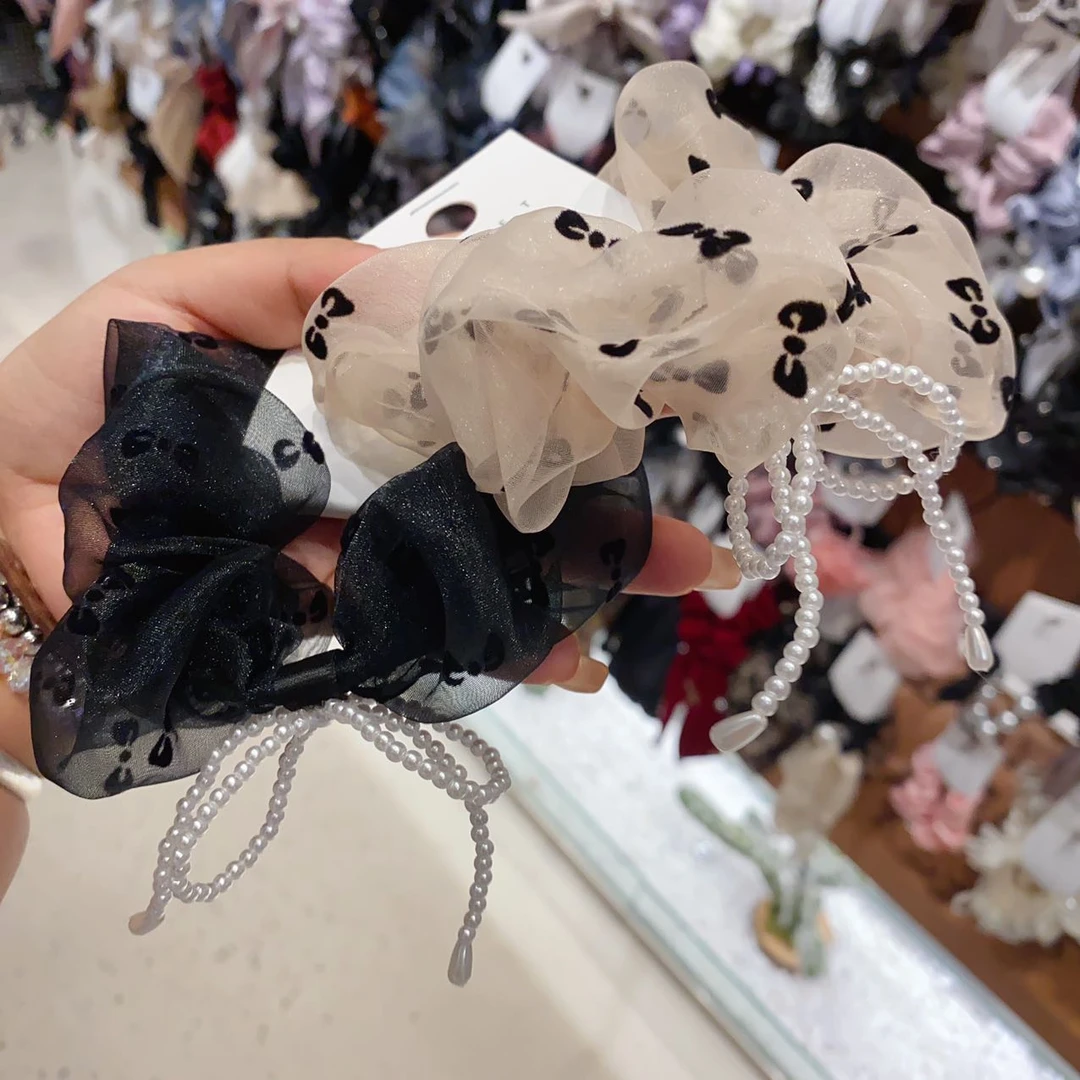 韩国东大门时尚百搭欧根纱细闪蝴蝶结发圈L070515