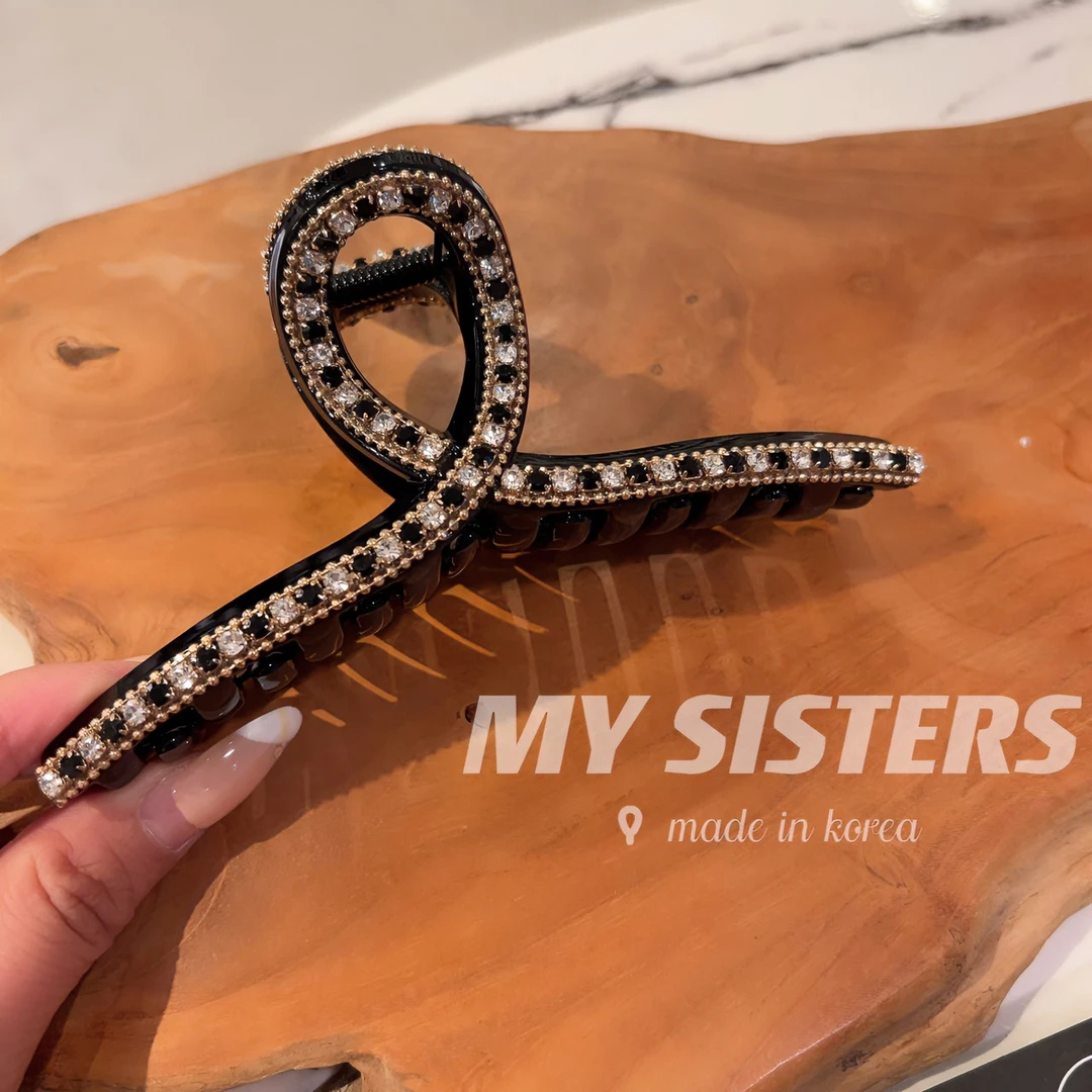 韩国东大门施家黑白钻链条高货大抓夹T070902