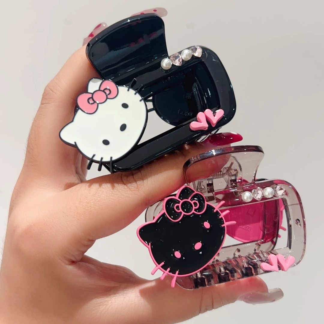 韩国东大门卡通猫咪爱心小钻珠珠大容量抓夹L091103