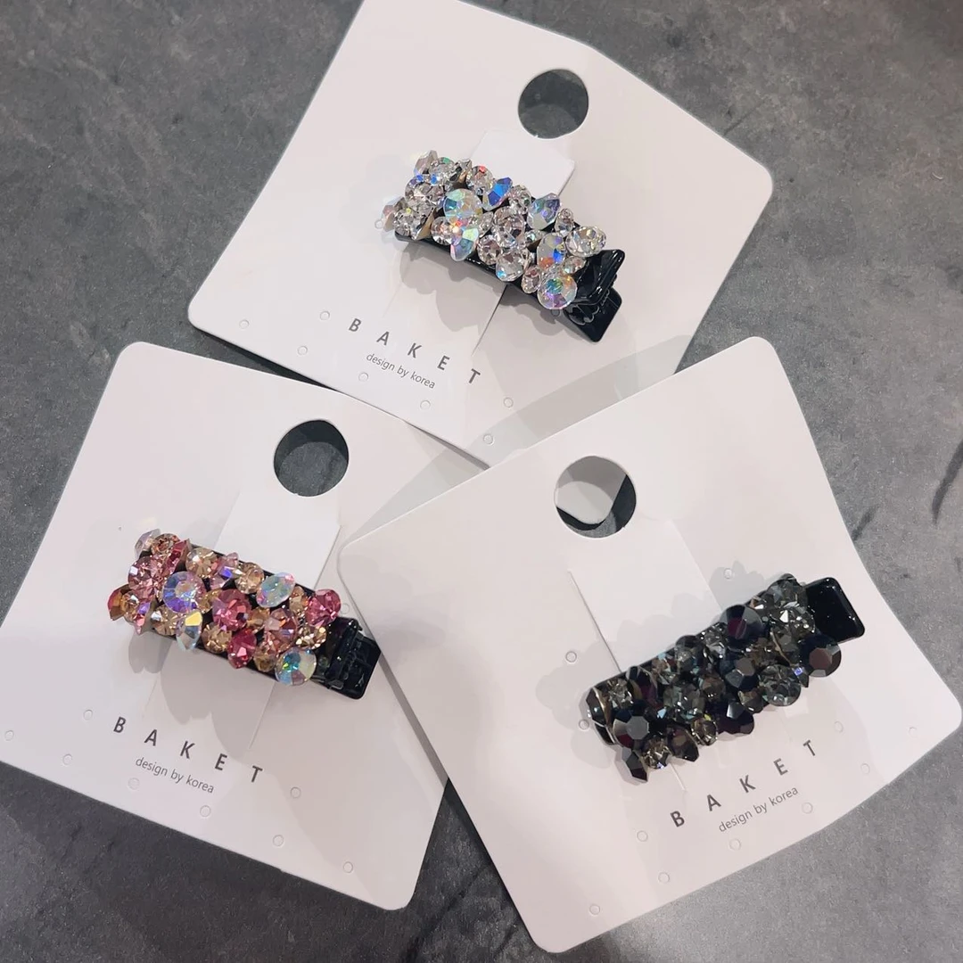 韩国东大门彩色满钻气质弧形侧边鸭嘴夹L082006