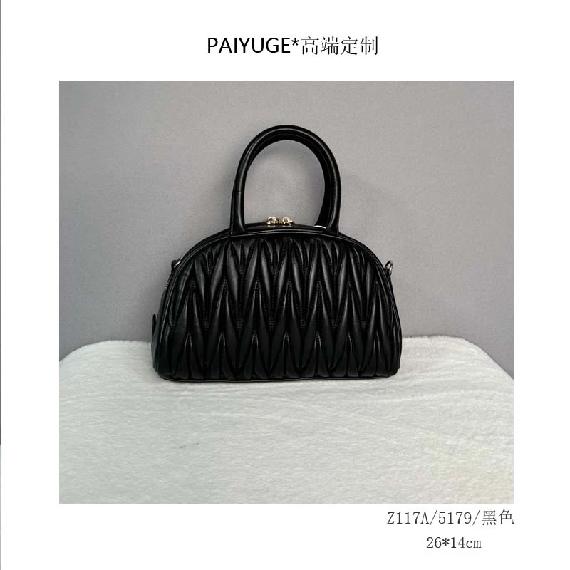 Z117A/5179/黑色 高端订制手工蜡线女士单肩斜挎手提包1104