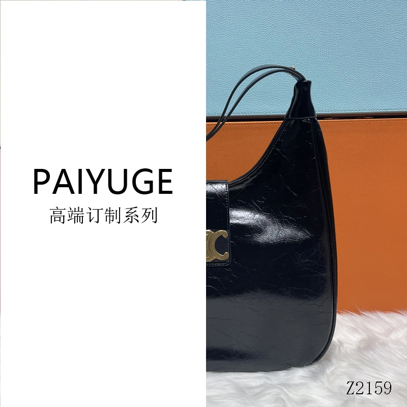 Z2159-6172黑色油蜡皮高端订制手工蜡线时尚女士单肩斜挎包209
