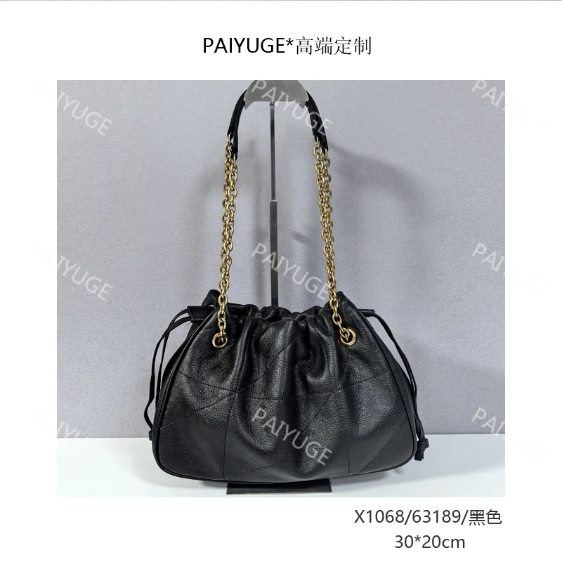 X1068/63189/黑色paiyuge高端订制百搭女士手提单肩包斜挎包1745