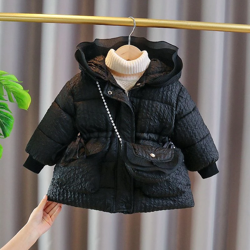 宝宝棉服冬加厚加绒可爱小女童一岁免洗收腰保暖连帽外套冬装