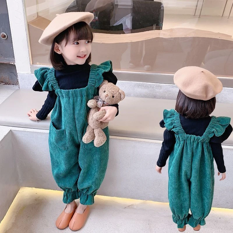 婴儿衣服宝宝加厚婴幼儿背带裤衣服秋冬韩系童装一整套长袖裤公主