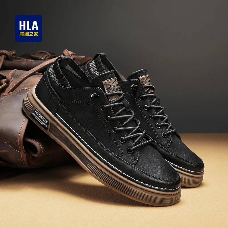 HLA/海澜之家男鞋2024春季新款百搭男士潮流鞋子复古英伦休闲皮鞋