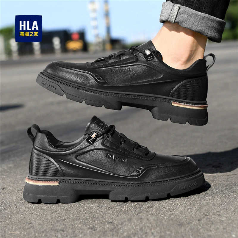 HLA/海澜之家男鞋新款秋季户外耐磨低帮工装鞋时尚百搭休闲男皮鞋