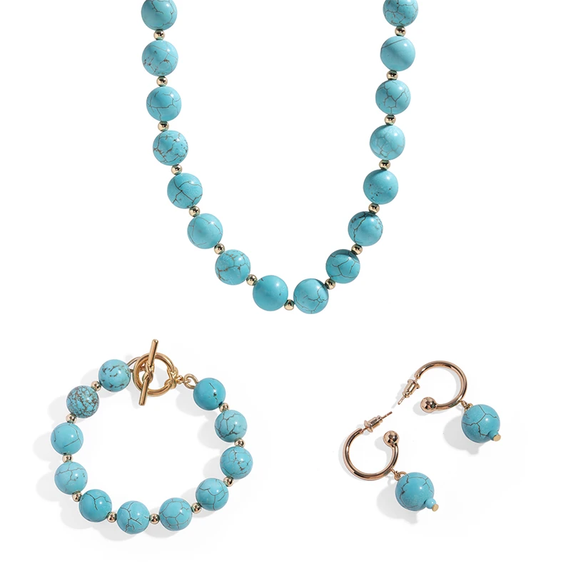 铜合金项链 项链绿项链手链耳环装素款复古气质小众欧美套时尚