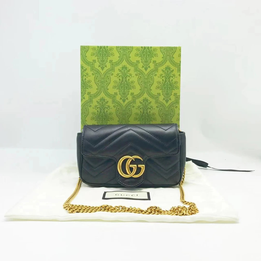 95新 GUCCI/古驰 洋诚二手 古驰马蒙mini黑金链条包 95新