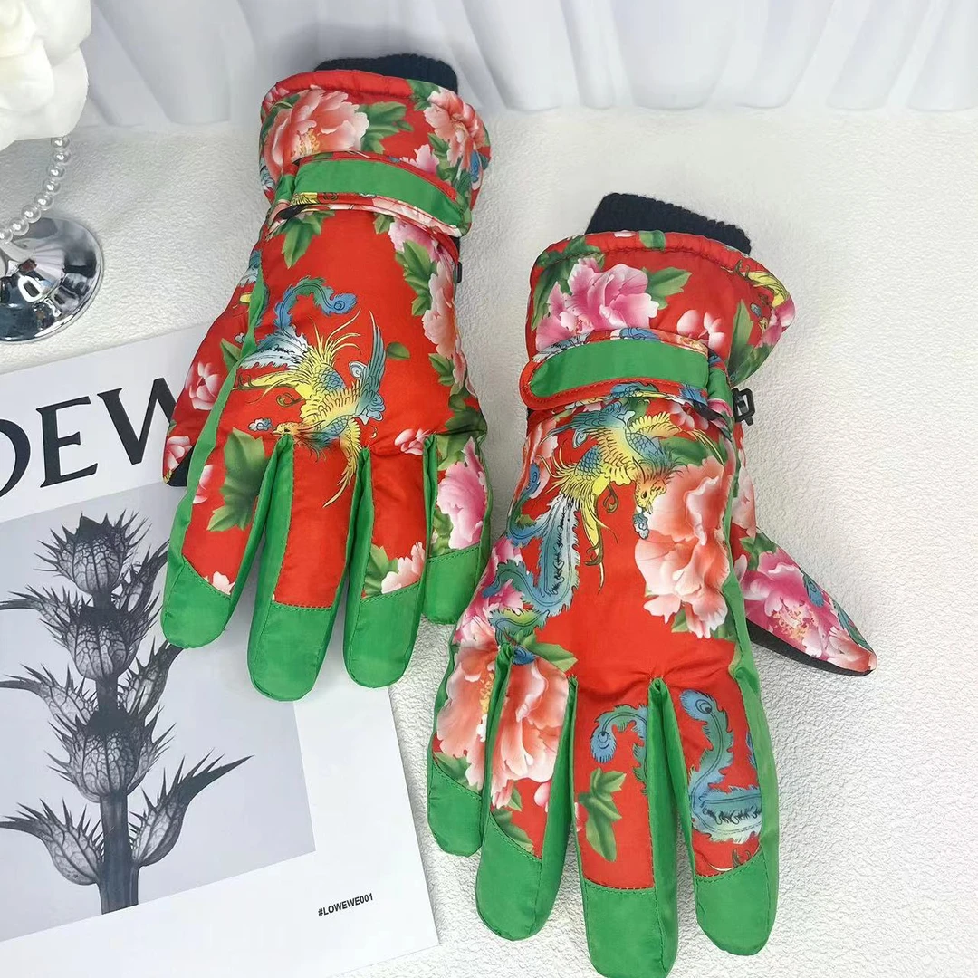 冬天东北大花滑雪手套加绒加厚骑行手套防水手套防冻防风可触屏