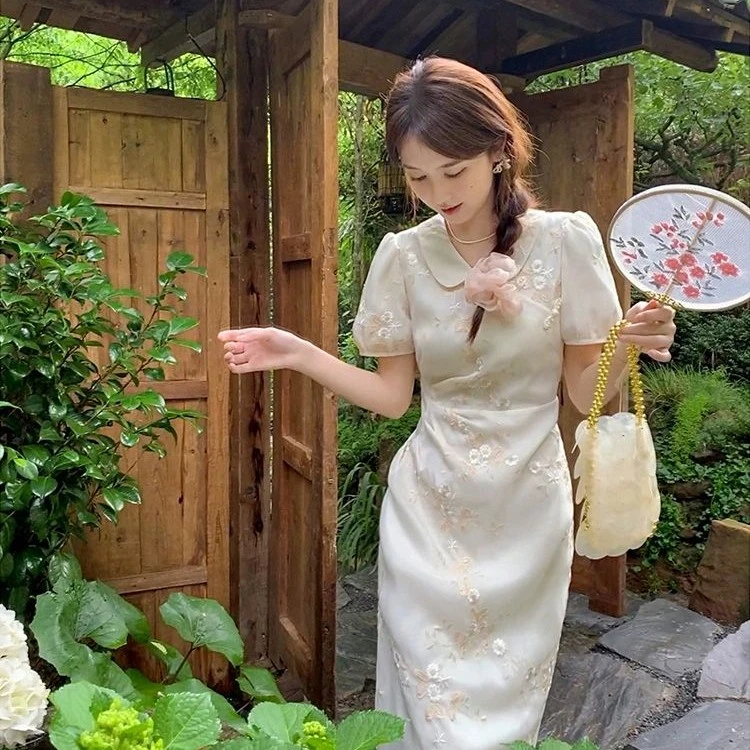 花栗鼠小姐SWEET桃夭尽显国风韵味的旗袍！2色绝美小妖精连衣裙