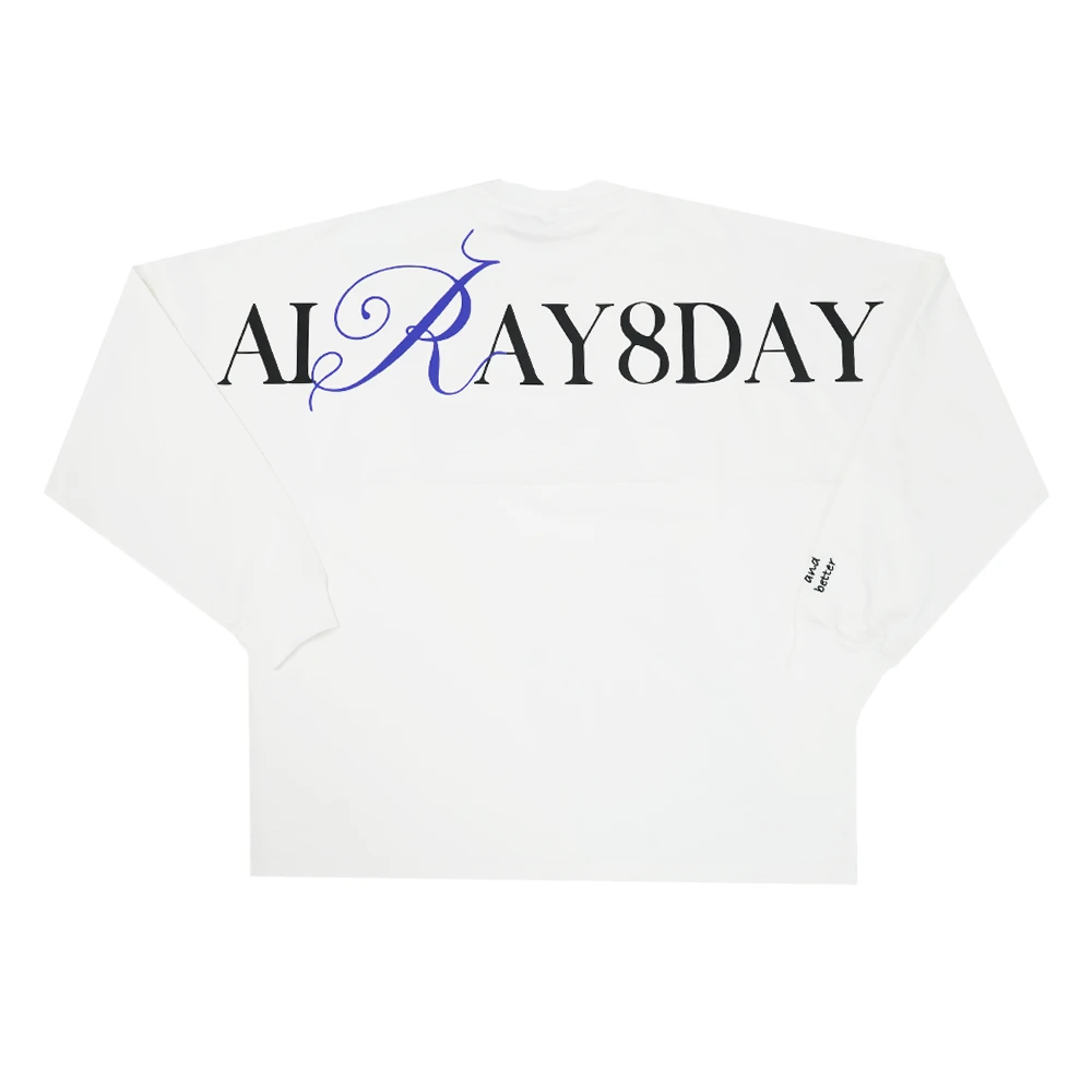 AIRAY8DAY*24FW秋冬圆领长袖男女情侣款上衣T恤男士运动休闲印花