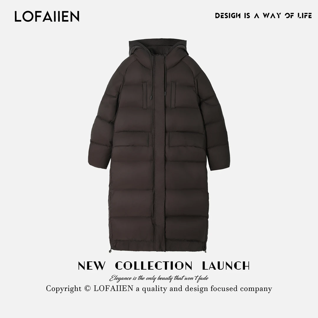 LOFAIIEN/洛梵怡"遇见暮色"秋冬简约大被子长款加厚白鸭绒羽绒服