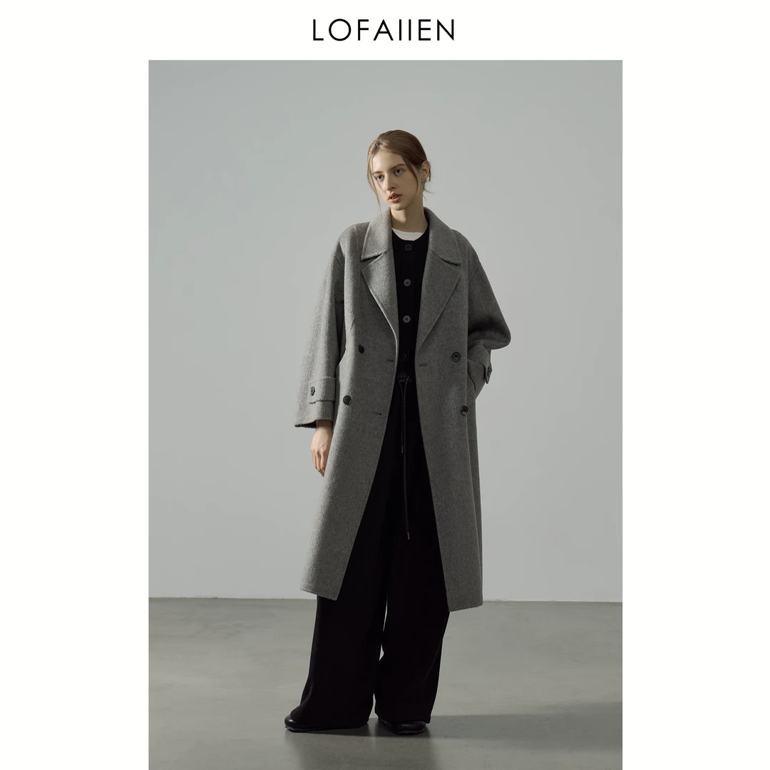 LOFAIIEN/洛梵怡 "曼格拉雪"秋冬休闲宽松长款毛呢绵羊毛大衣