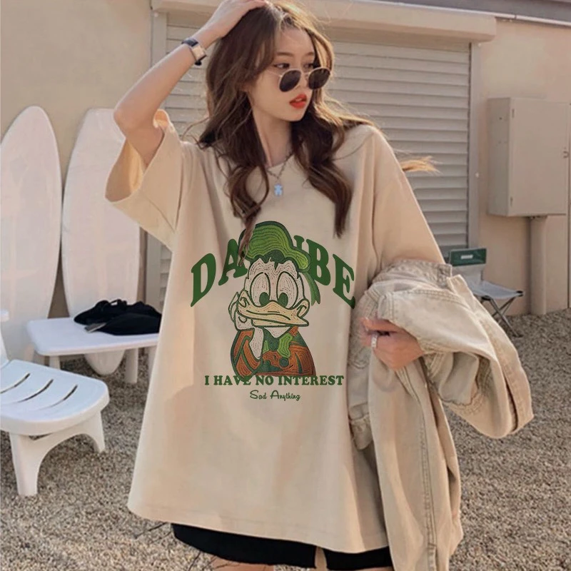 特大码300斤oversize设计感卡通纯棉短袖t恤女慵懒风宽松显瘦上衣