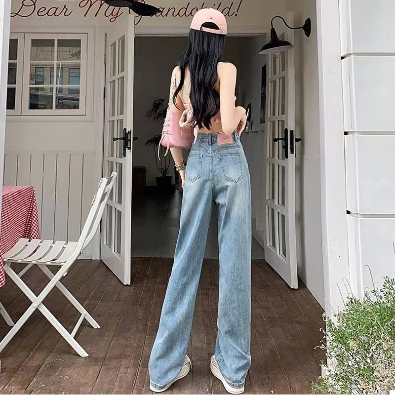 牛仔裤裤子春秋显瘦高腰时尚复古宽松休闲百搭春季老爹裤秋冬秋季