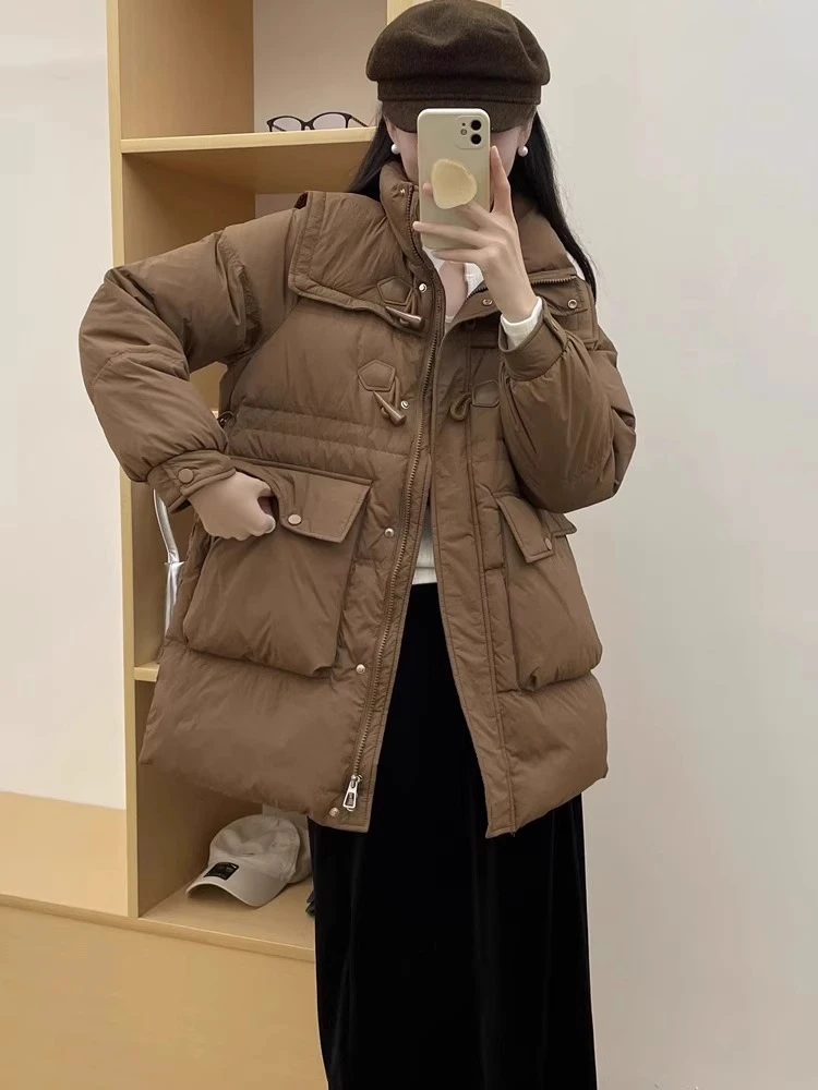 2024冬季新款羽绒服女中长款小个子韩版收腰显瘦白鸭绒保暖外套冬