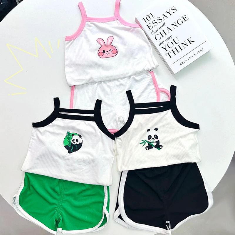 童装儿童2024新款夏装女童网红套装女宝宝韩版薄款洋气吊带两件套