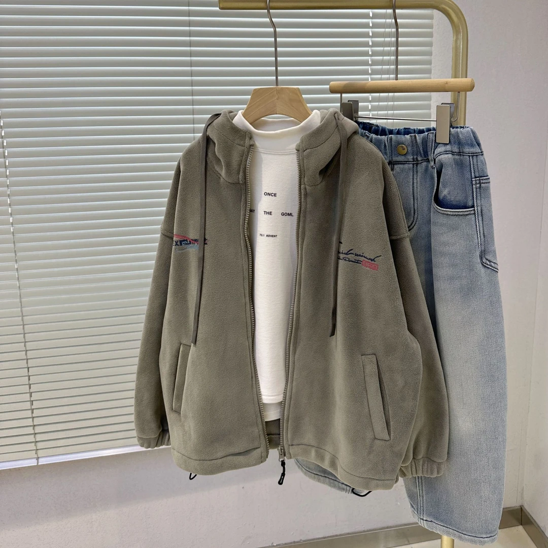 儿童冬装韩范双面奥利绒男童中大童帅气百搭连帽外套       24787