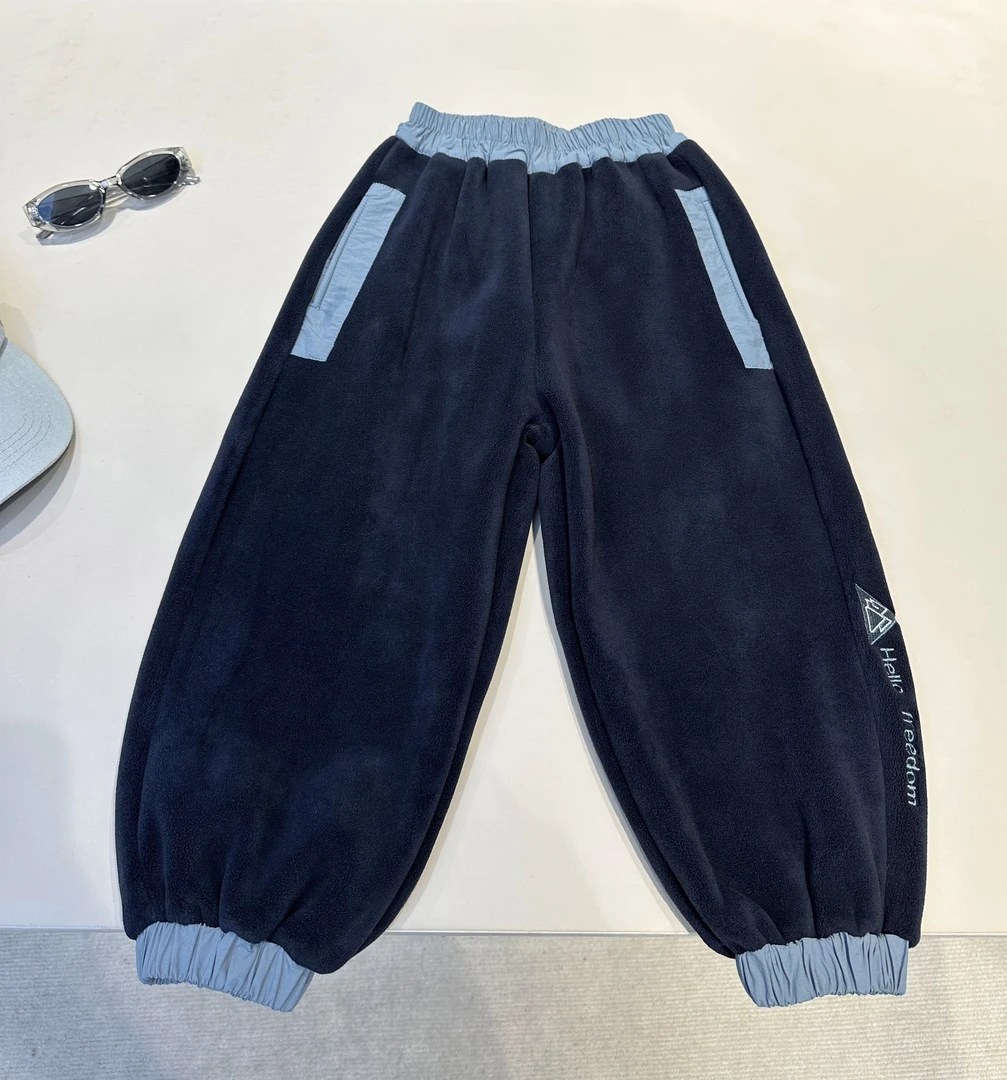 儿童冬装韩范加绒长裤舒适一体绒拼接运动裤 24779