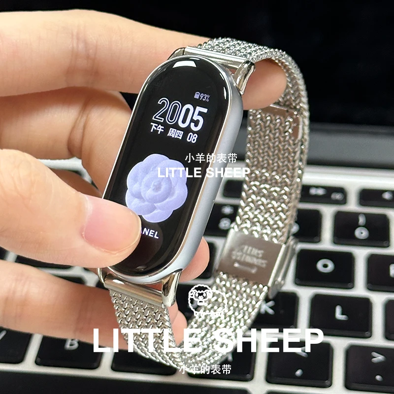 适用小米手环98nfc表带pro麦穗新款金属表带红米watch5高级感腕带