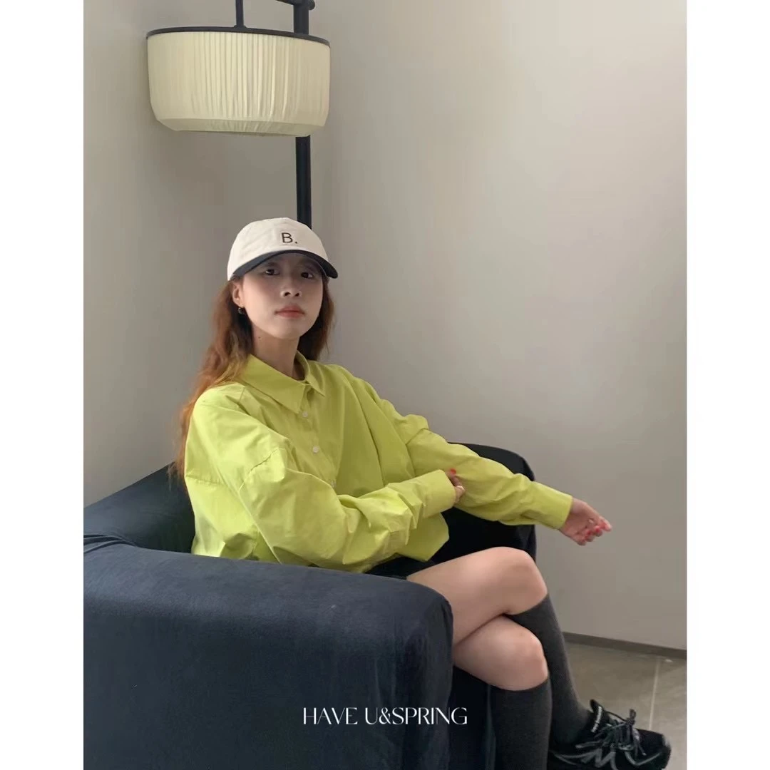 【色彩派对】短款衬衫女韩系ins风春夏设计感小众宽松廓形长袖休闲