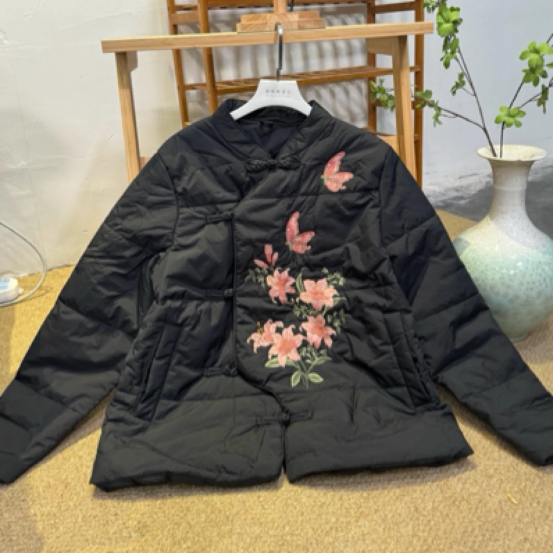 新中式女棉衣重工刺绣立领盘扣加厚外套休闲上衣冬季新款