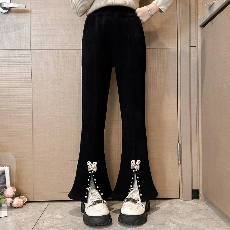 女童裤子2023秋冬新款儿童长裤中大童加绒加厚喇叭裤T3575303407