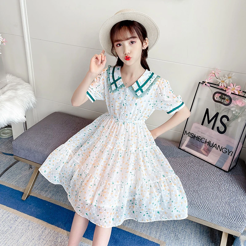 女童2024新款夏季娃娃领碎花小清新女孩洋气连衣裙T2256501503