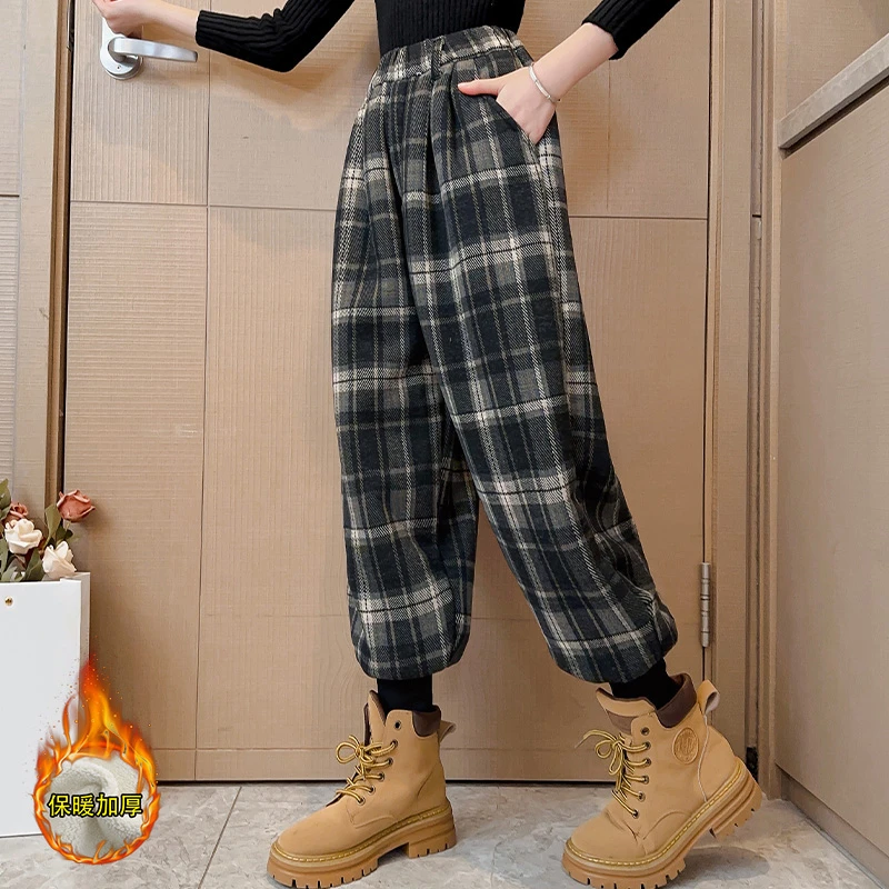 女童裤子2023秋冬新款儿童加绒加厚灯笼裤大童束脚裤T3555203410