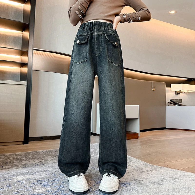 女童秋装牛仔裤2024秋季新款中大童裤子儿童春秋直筒裤4381903223