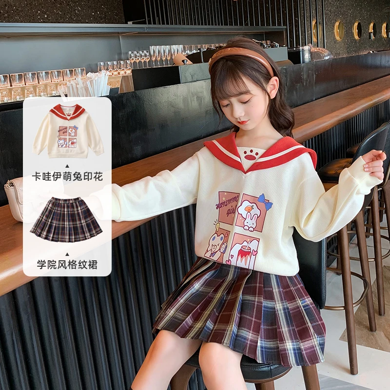 女童套装裙春装2024春季新款儿童学院风jk制服两件套T1310202004
