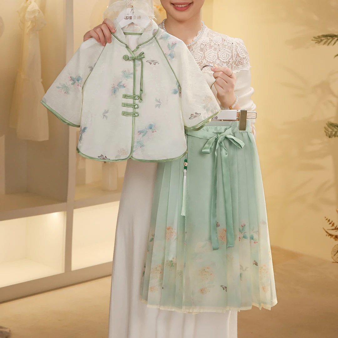 女童套装2025夏季新款国风马面裙套装清新淡雅两件套T4230002231