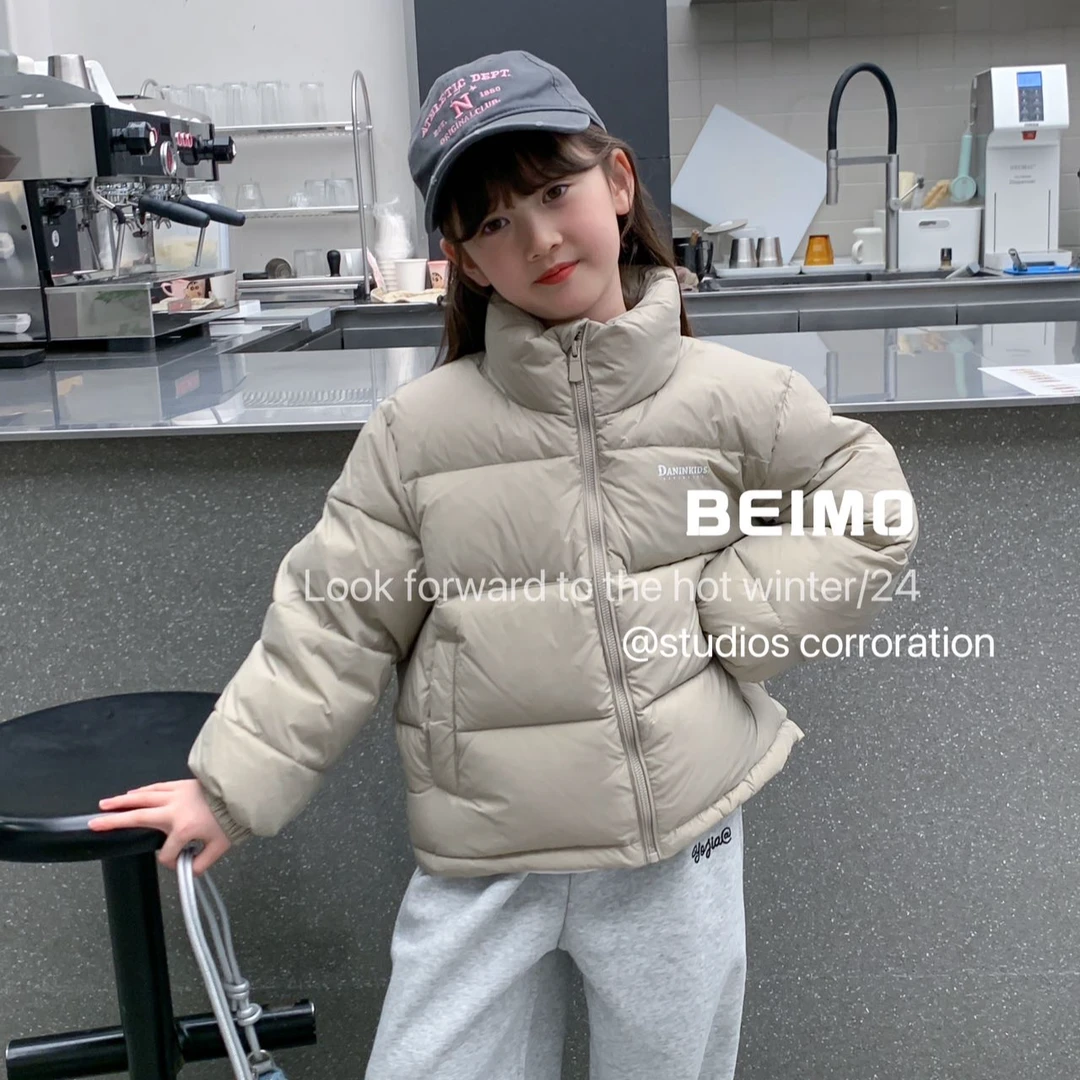 冬季儿童羽绒服短款立领男女童保暖防水面包服洋气休闲百搭连帽