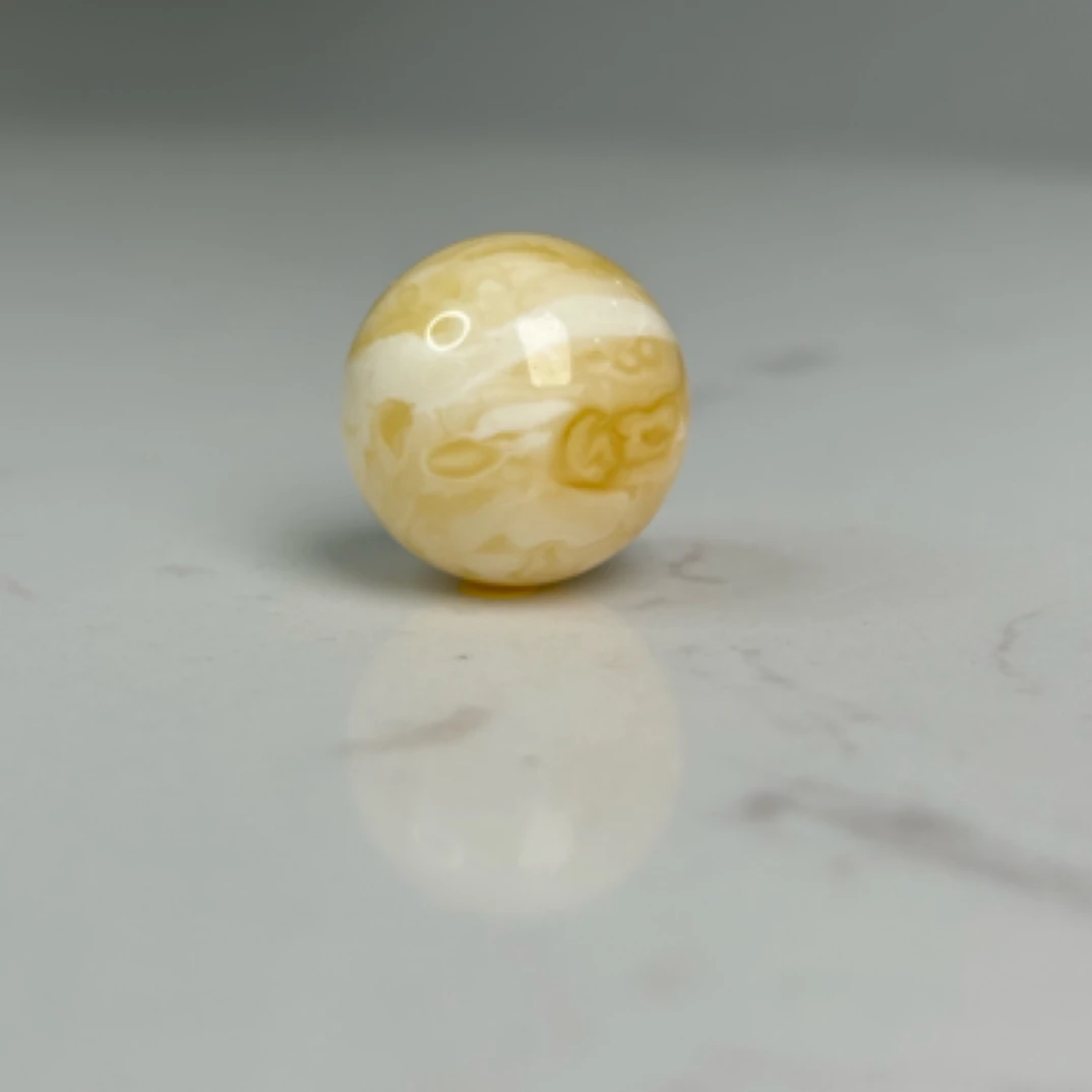 【 琥珀精灵 云·白·云白花】17.3mm天然俄料蜜蜡圆珠单珠