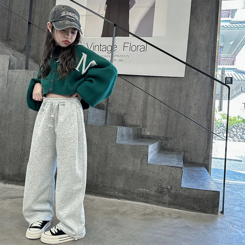 女童运动卫裤秋冬款2023新款女孩童装休闲长裤百搭裤子韩版潮街舞