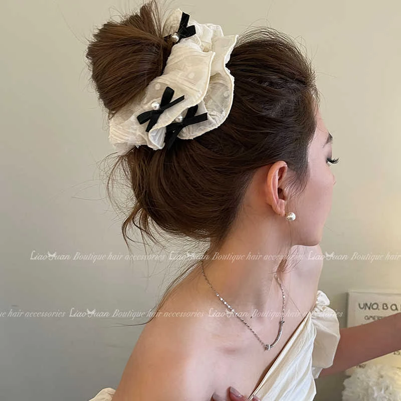 法式优雅芭蕾风~大肠发圈头绳2024新款高端精致皮筋女扎头发绳ins