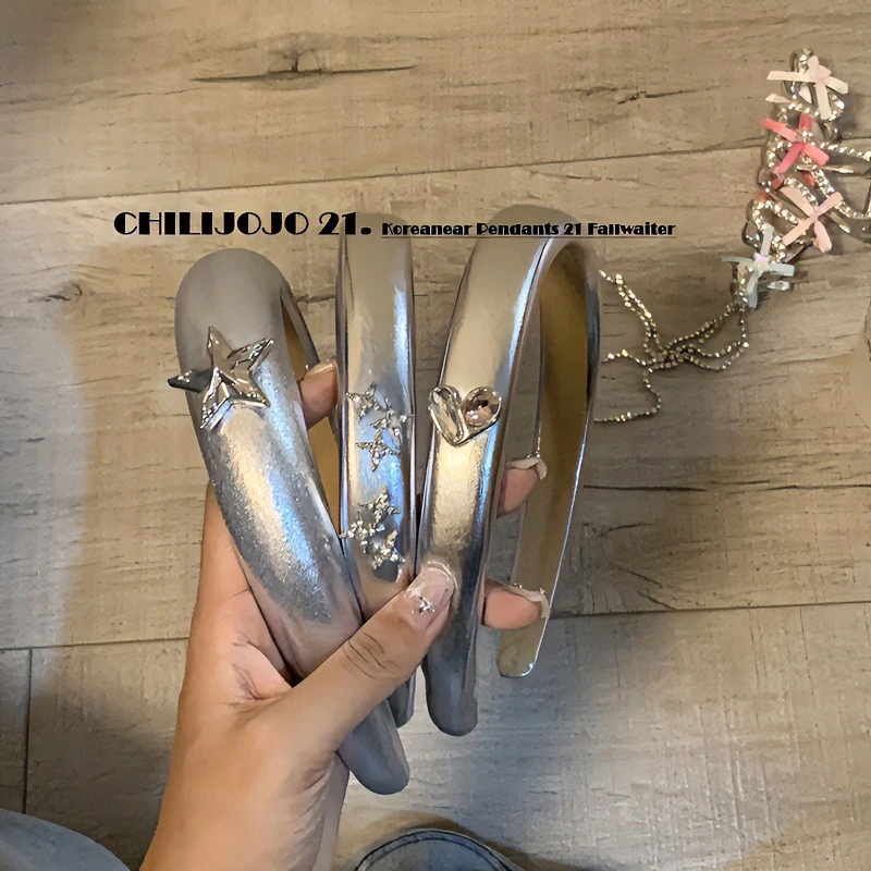 高级银星星发箍高颅顶手工气质可爱百搭少女法式网红小众简约银色
