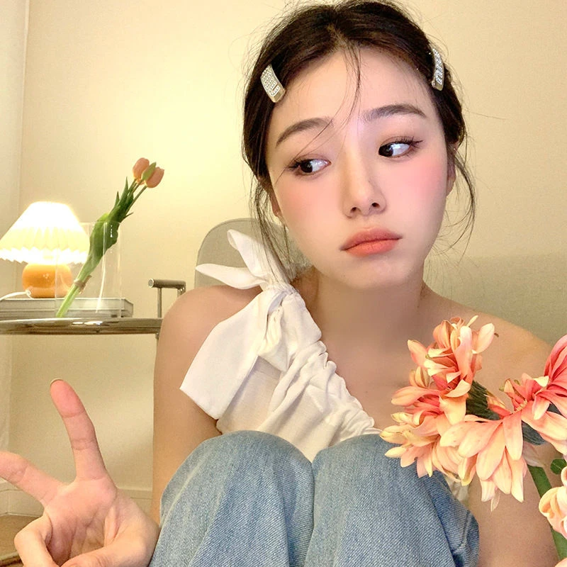 合金玻璃发饰 春季金属字母发夹女侧边刘海夹弹簧夹边夹发卡气质