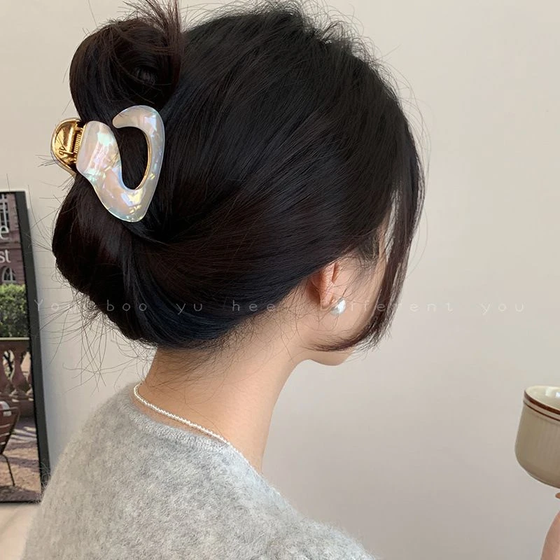 非金属玻璃发饰 异形后脑勺醋酸抓夹女2025新款小号半扎发鲨鱼夹