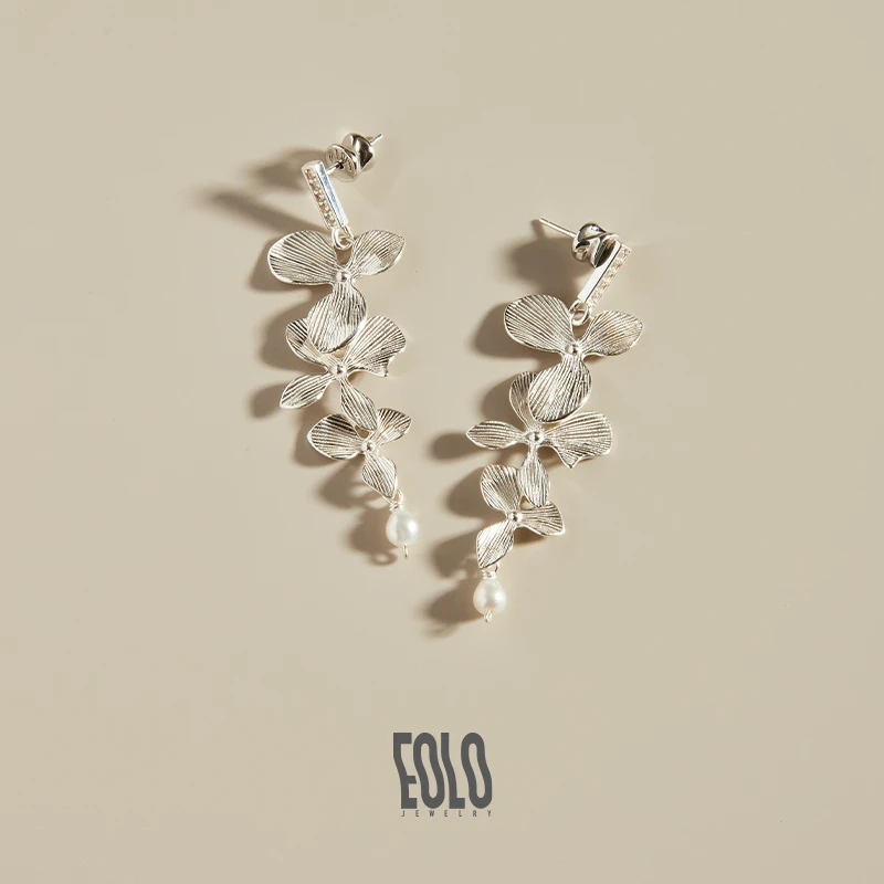 EOLO 925银仿珍珠耳饰 繁花珍珠耳坠 女纯银耳饰耳环