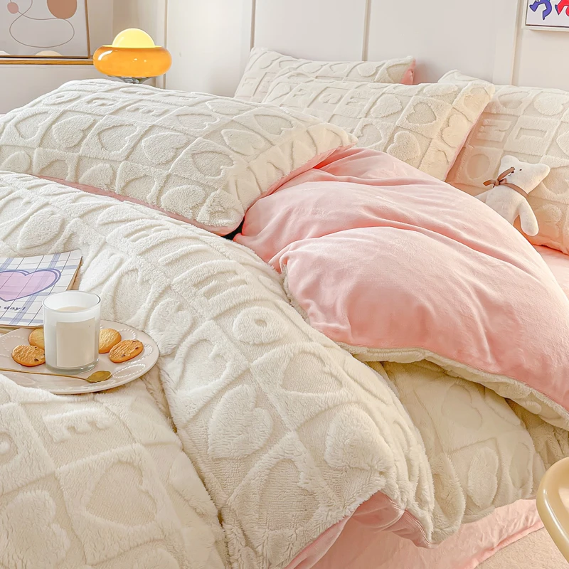冬季塔芙绒四件套加厚保暖床单床笠牛奶绒被套学生宿舍床上三件套
