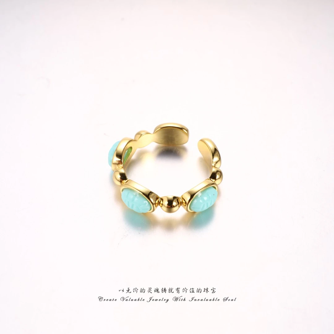 铜合金戒指 轻奢复古简约镶嵌戒指 KG-C-30726