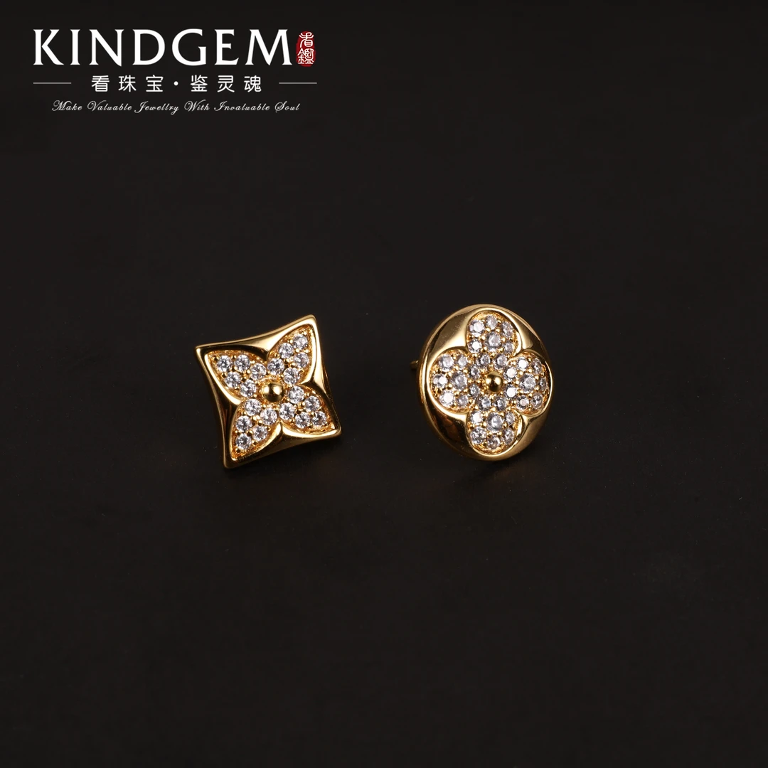 铜合金锆石耳饰 小众优雅简约金色AB款镶嵌耳环 C-29801