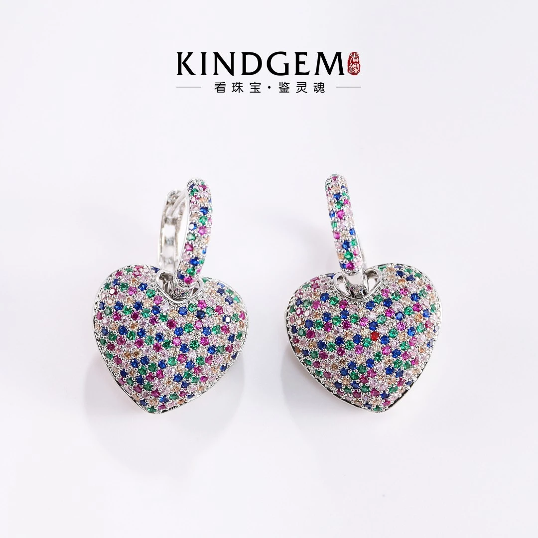 铜合金锆石耳饰 三十而已精致高级感镶嵌爱心百搭耳环 XABC-11692