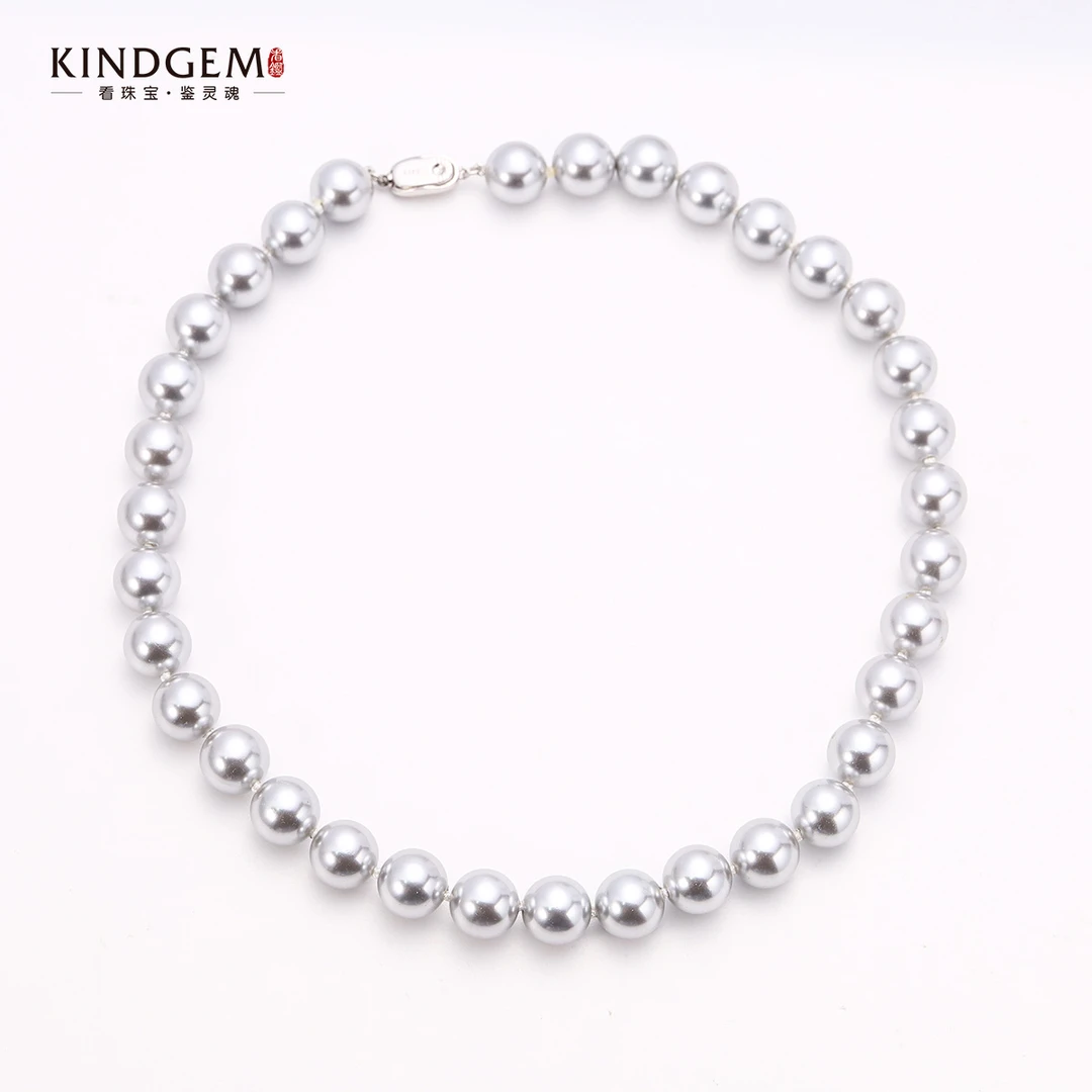 链子925银 BO08XMXS-10466小众轻奢灰色正圆珠百搭新款珠珠项链