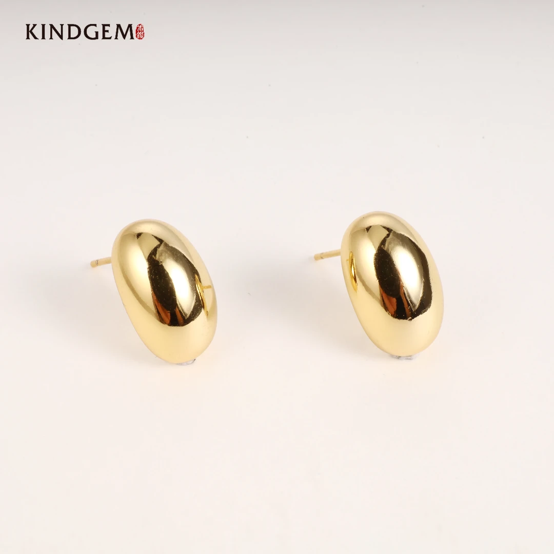 铜合金耳饰 百搭气质金色素款时尚小巧耳环 C-29859